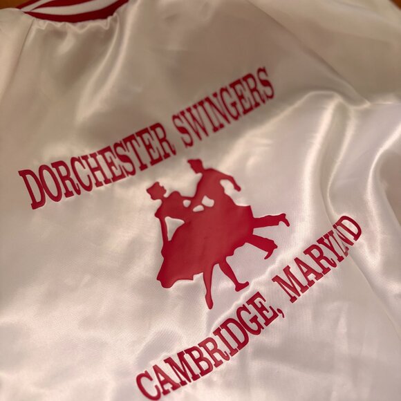 Vintage Satin Nylon Bomber Jacket Dorchester Swingers Cambridge Maryland M Linda - Picture 3 of 8